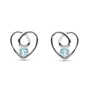 Boucles d oreilles Coeur Argent Topaze bleue traitée Motif Argent 925 rhodié mesurant 12x12mm Chaque boucle est sertie d u...