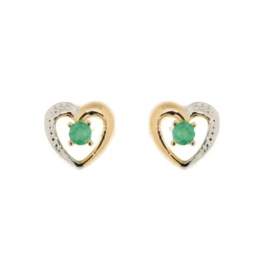 Boucles d oreilles Coeur Or Jaune 750 Emeraude Ces boucles d oreilles sont serties pierres 2,5mm diamètre La dimension d u...