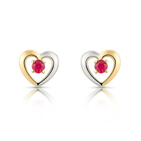 Boucles d oreilles Coeur Or Jaune 750 Rubis Ces boucles d oreilles sont serties pierres 2,5mm diamètre La dimension d un m...