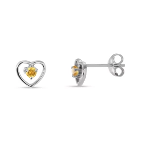 Boucles d oreilles Coeur Or blanc 375 Citrine Boucles d oreilles Or blanc 375 (9 carats) Motif coeur 7x7mm Pierres rondes ...