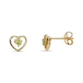 Boucles d oreilles Coeur Or jaune 375 Péridot Boucles d oreilles Or jaune 375 (9 carats) Motif coeur 7x7mm Pierres rondes ...