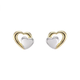  Boucles d oreilles 2tons Or 375  Motifs coeurs Dimensions d une boucle : 6x6m 