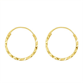  Boucles d oreilles créoles Or Jaune 750/1000 Diamètre extérieur : 10mm Fil carré diamanté 1.1mm coté 