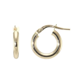 Créoles rondes or jaune 375 Système d attache : charnière Diamètre : 14mm Largeur : 2,3mm