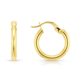 Créoles Or Jaune 375 Section ronde 2mm Diamètre exterieur : 15mm 