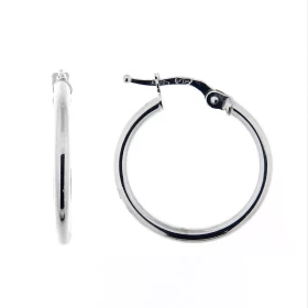 Créoles Or Blanc 375 Section ronde 2mm diamètre Diamètre exterieur : 20mm 