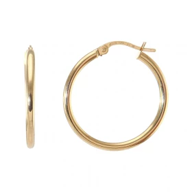  Créoles rondes or jaune 375 Système d attache : charnière Diamètre : 25mm Largeur : 2mm 