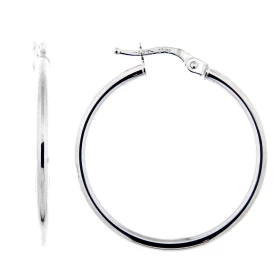  Créoles Or Blanc 375 Section ronde 2mm diamètre Diamètre exterieur : 30mm 