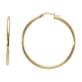 Créoles rondes or jaune 375 Système d attache : charnière Diamètre : 34mm Largeur : 2mm