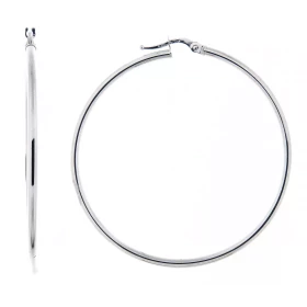 Boucles d oreilles style Créoles Or blanc 750 Diamètre extérieur : 50mm Section composée d un fil rond 2mm diamètre