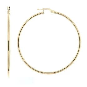  Créoles Or jaune 375 Section ronde 2mm diamètre Diamètre exterieur : 50mm 