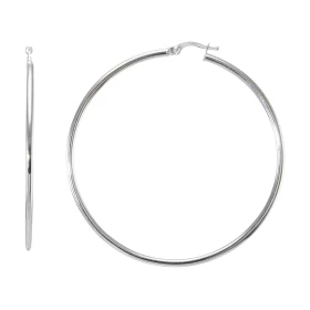 Créoles rondes or blanc 375 Système d attache : charnière Diamètre : 55mm Largeur : 2mm