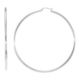  Créoles Or Blanc 375 Section ronde 2mm Diamètre exterieur : 60mm 