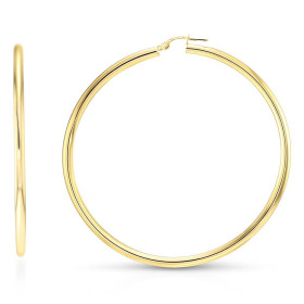 Créoles Or Jaune 375 Fil Rond 3mm Diam. 65mm Section ronde 3mm diamètre Diamètre exterieur : 65mm Système fermeture : char...