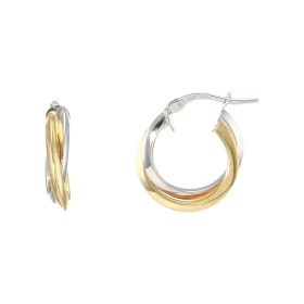 Créoles doubles 2 Ors 375 Largeur vue face : 4mm Diamètre exterieur : 16mm 