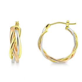  Créoles 3 ors 375 Anneaux entrelacés Diamètre extérieur : 20mm Largeur : 5mm 