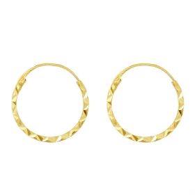  Boucles d oreilles créoles Or Jaune 750/1000 Diamètre extérieur : 10mm Fil carré diamanté 1.1mm coté 