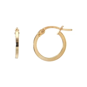 Créoles rondes or jaune 375 Système d attache : charnière Diamètre : 13mm Largeur : Section carrée 1,5mm