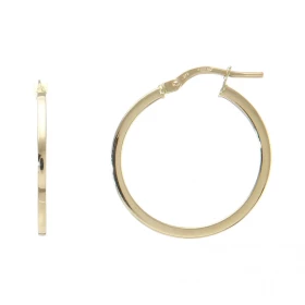  Créoles rondes or jaune 375 Système d attache : charnière Diamètre : 23mm Largeur : Section carrée 1,5mm 