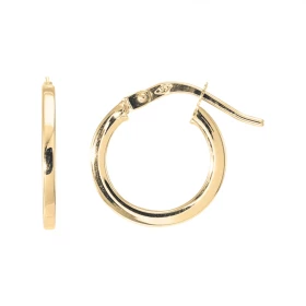 Créoles Diam. 14mm Or Jaune 375 Section carrée Diamètre exterieur : 14mm Section carrée 1,8x1.8mm Système d attache : char...