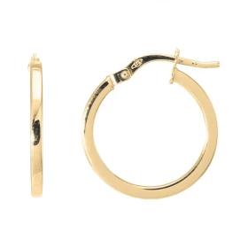Créoles Diam. 18mm Or Jaune 375 Section carrée Diamètre exterieur : 18mm Section carrée 1,8x1.8mm Système d attache : char...