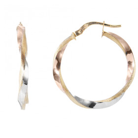  Créoles Torsadées 2.5mm x 25mm 3 Ors 375 Diamètre exterieur : 25mm Section torsadée 2.5mm large Système d attache : charn...