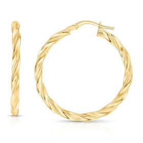  Créoles Torsadées 2.5mm x 30mm Or Jaune 375 Diamètre exterieur : 25mm Section torsadée 2.5mm large Système d attache : ch...