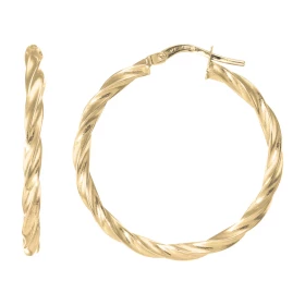 Créoles Torsadées 2.5mm x 30mm Or Jaune 375 Diamètre exterieur : 30mm Section torsadée 2.5mm large Système d attache : cha...