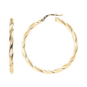  Créoles Torsadées 2mm x 35mm Or Jaune 375 Diamètre exterieur : 35mm Section torsadée 2.5mm large Système d attache : char...