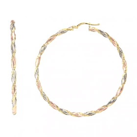  Créoles Torsadées 2.8mm x 45mm 3 Ors 375 Diamètre extérieur : 45mm Section torsadée 2.8mm large Système d attache : charn...