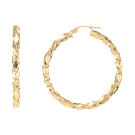 Créoles Torsadées 3.2mm x 35mm Or Jaune 375 Diamètre exterieur : 35mm Section torsadée 3.2mm large Système d attache : cha...