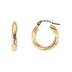 Créoles Torsadées 3mm x 15mm Or Jaune 375 Diamètre exterieur : 15mm Section torsadée 3mm large Système d attache : charnière