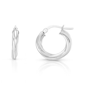 Créoles rondes torsadées or blanc 375 Système d attache : charnière Diamètre : 16mm Largeur : 3mm