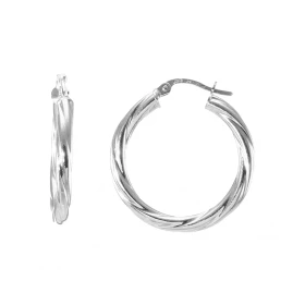  Créoles rondes torsadées or blanc 375 Système d attache : charnière Diamètre : 25mm Largeur : 3mm 