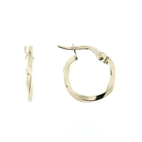 Créoles Or Jaune 375 Section carrée torsadée 1,5mm Diamètre exterieur : 15mm 