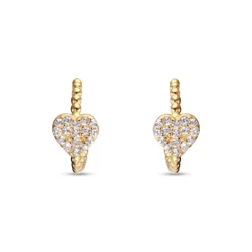 Boucles d oreilles argent doré composées d un demi anneau sur lequel est soudé un coeur sertis d oxydes zirconium Largeur ...
