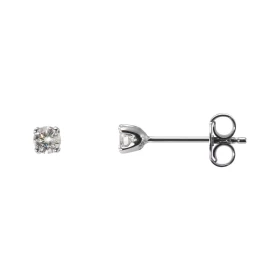 Boucles d oreilles Diamant 0.20 carat Or Blanc 750 Boucles d oreilles serties 2 diamants 3.1mm diamètre (2 x 0,10 Carat - ...