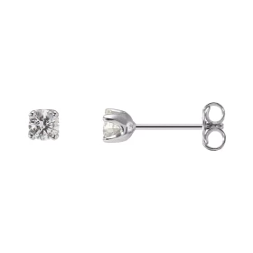 Boucles d oreilles Diamant 0.40 carat Or Blanc 750 Boucles d oreilles serties 2 diamants 3.8mm diamètre (2 x 0,20 Carat - ...