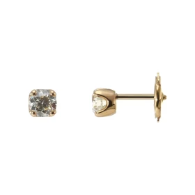 Boucles d oreilles Diamant 0.80 carat Or Jaune 750 Boucles d oreilles serties 2 diamants 4.8mm diamètre (2 x 0,40 Carat - ...