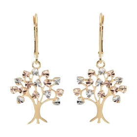  Boucles d oreilles dormeuses Arbre vie 3 ors 375 Arbre vie effet ciselé sur les feuilles Dimensions d une boucle vue face...