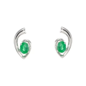 Boucles d oreilles Or Blanc 750/1000 Emeraude Dimensions des pierres : 4 x 3 mm Dimensions du Motif : 12 x 7 mm 