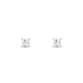 Boucles d oreilles Argent 925 Oxyde Zirconium Pierres carrées 3x3mm Chaton 4 griffes