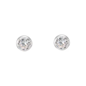 Puces d oreilles Argent Oxydes zirconium Ronds 6mm Serti Clos Paire boucles d oreilles Argent 925 rhodié Oxydes zirconium ...