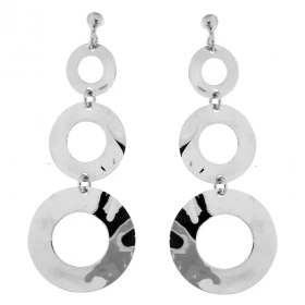 Boucles d oreilles Argent 925 rhodié motifs ronds Longueur : 5cm Système fermeture : poussettes