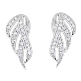  Boucles d oreilles Argent 925 rhodié oxyde zirconium Dimensions du motif : 18x8mm Longueur : 1.8cm Système fermeture : po...