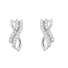 Boucles d oreilles Argent 925 rhodié oxyde zirconium Dimensions du motif : 12x5mm Système fermeture : poussettes Longueur ...
