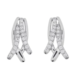 Boucles d oreilles Argent 925 rhodié oxyde zirconium Dimensions du motif : 14,5x6mm Système fermeture : poussettes Longueu...