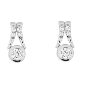 Boucles d oreilles Argent 925 rhodié oxyde zirconium Dimensions du motif : 12x6mm Système fermeture : poussettes