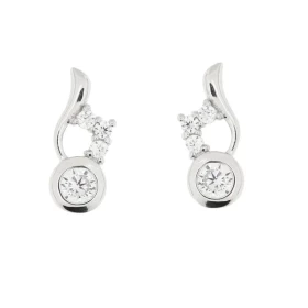 Boucles d oreilles Argent 925 rhodié oxyde zirconium Dimensions du motif : 12x5mm Système fermeture : poussettes