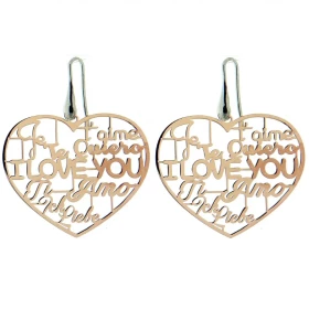 Boucles d oreilles Argent 925 rhodié rosé motif coeur Longueur : 5cm Système fermeture : crochet pendant Motif coeur Je t ...
